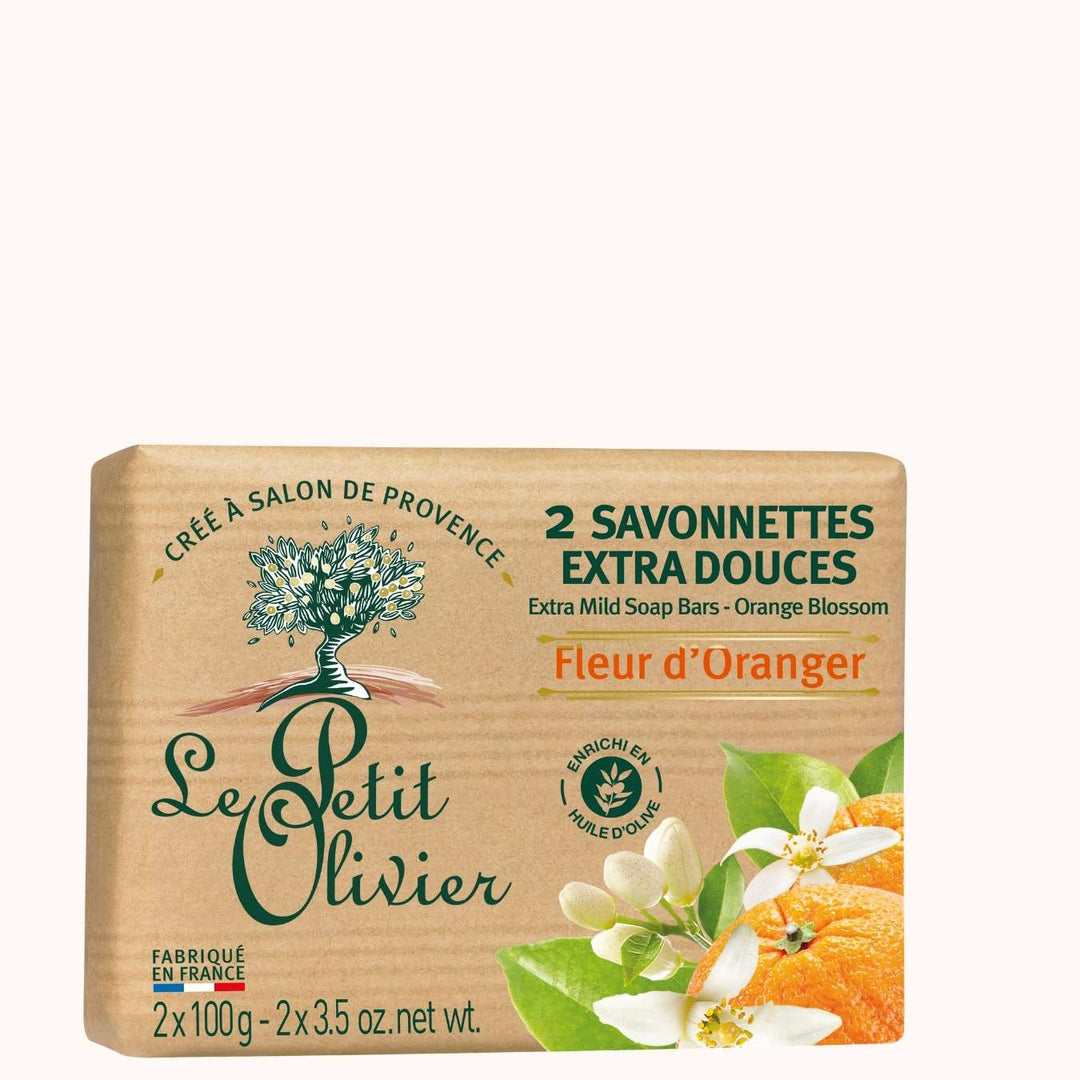 le petit olivier 2 savonnettes extra douces fleur oranger packshot