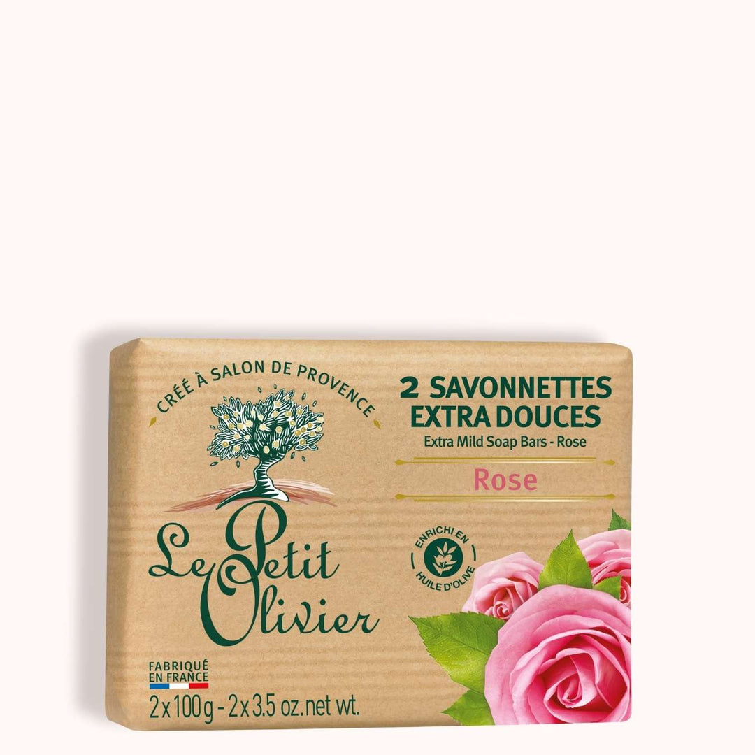 le petit olivier 2 savonnettes extra douces rose packshot