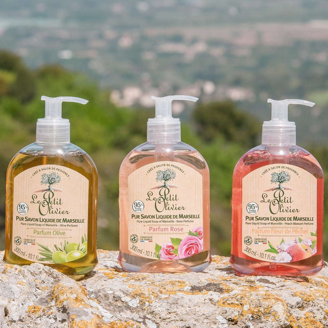 le petit olivier pur savon liquide de marseille fleur pecher gamme