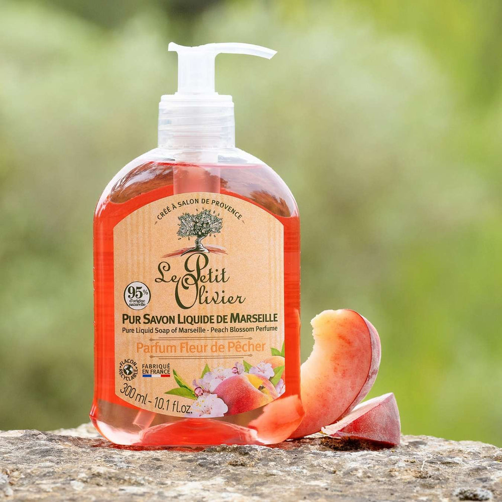 le petit olivier pure liquid soap from marseille fleur pecher product
