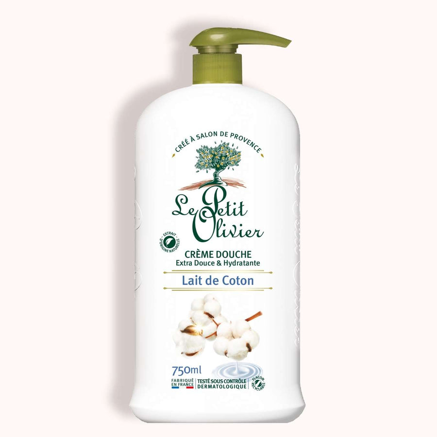 le petit olivier creme douche extra douce hydratante lait coton packshot