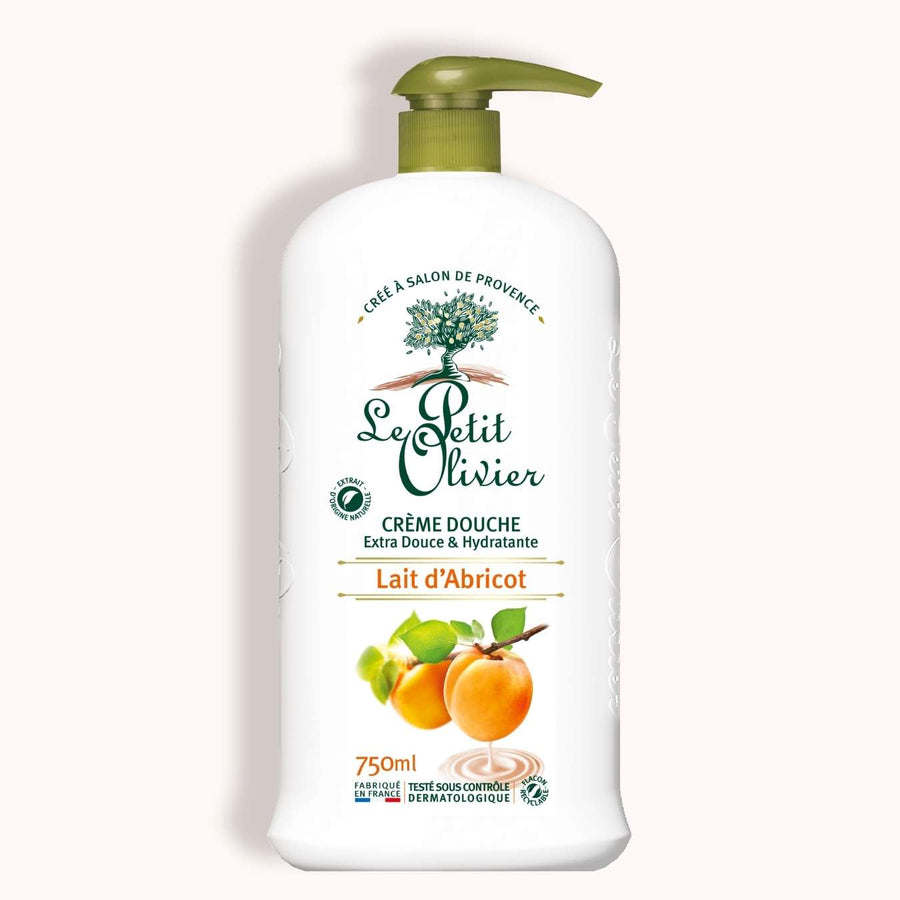 le petit olivier creme douche extra douce hydratante lait abricot packshot