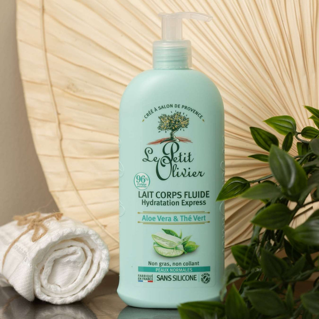 le petit olivier lait corps fluide hydratation express aloe vera the vert produit