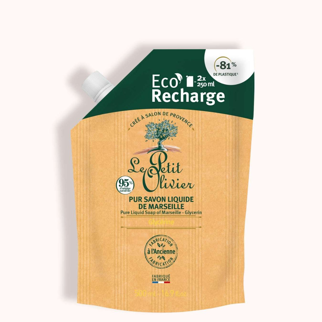 le petit olivier eco recharge pur savon liquide de marseille glycerine packshot