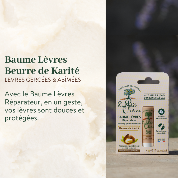 le petit olivier duo reparateur mains et levres karite baume levres reparateur beurre de karite produit 2png