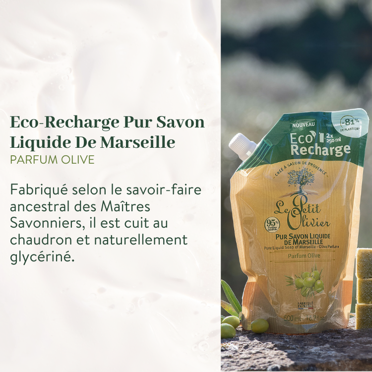 le petit olivier duo pur savon liquide de marseille et eco recharge olive eco recharge pur savon liquide de marseille olive produit 2png