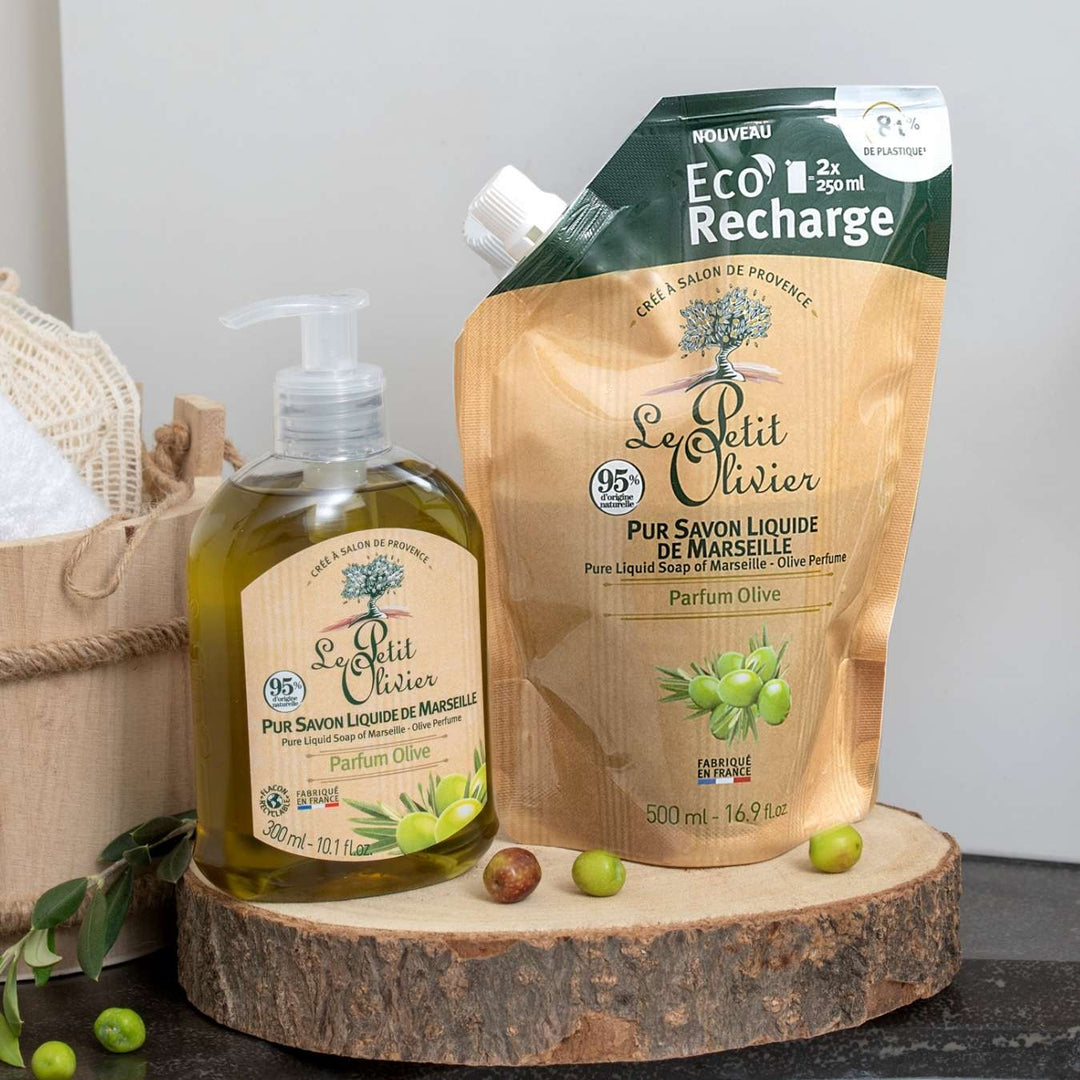 le petit olivier duo pur savon liquide de marseille et eco recharge olive produits