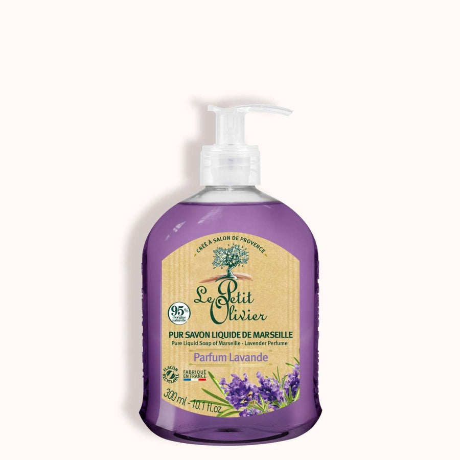 le petit olivier lot of 12 lavender-scented pure liquid Marseille soaps packshot