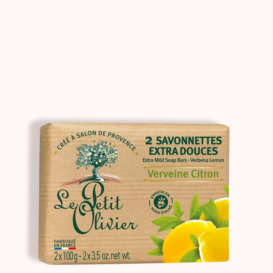 le petit olivier 2 savonnettes extra douces verveine citron packshot