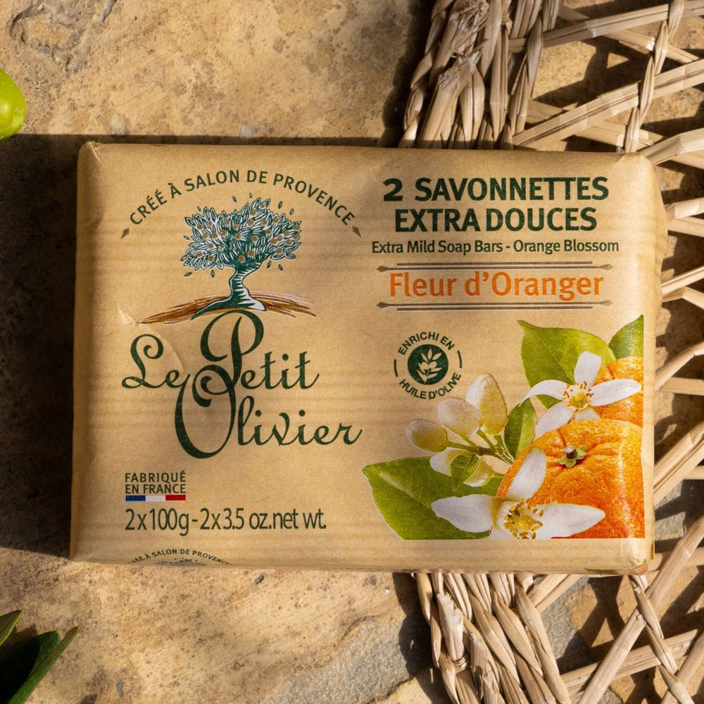 le petit olivier 2 savonnettes extra douces fleur oranger produit