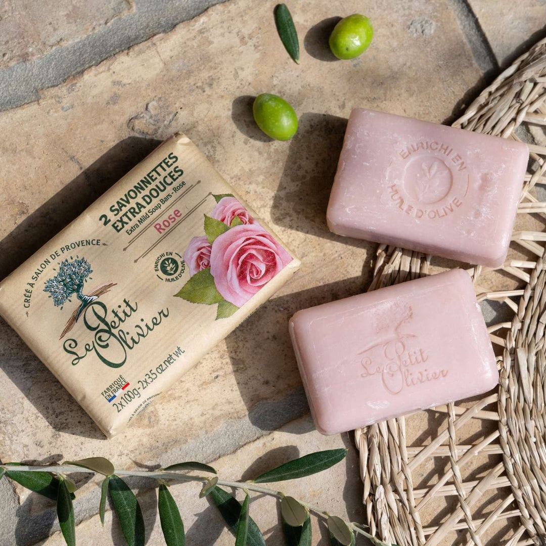 le petit olivier 2 extra-gentle soaps rose complementaire
