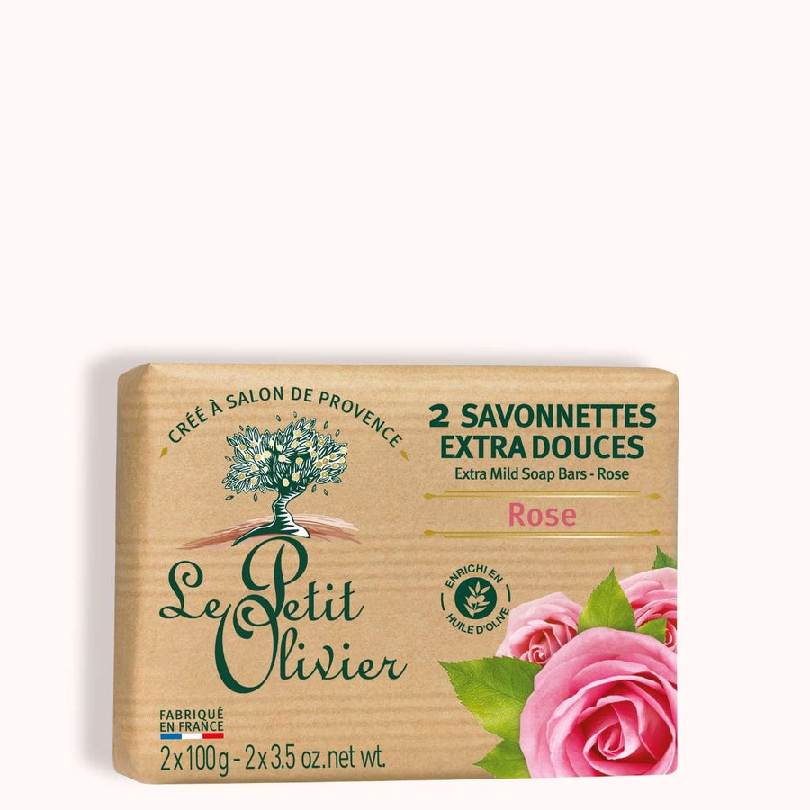 le petit olivier 2 savonnettes extra douces rose packshot