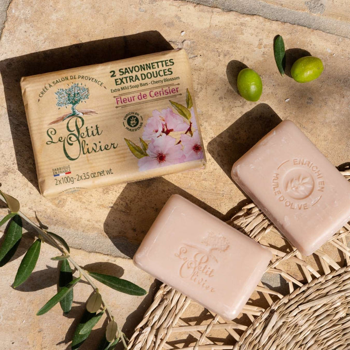 le petit olivier 2 extra-gentle cherry blossom complementary soaps