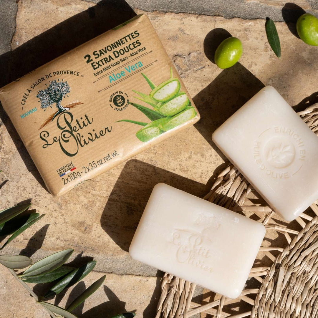 le petit olivier 2 extra-gentle complementary aloe vera soaps