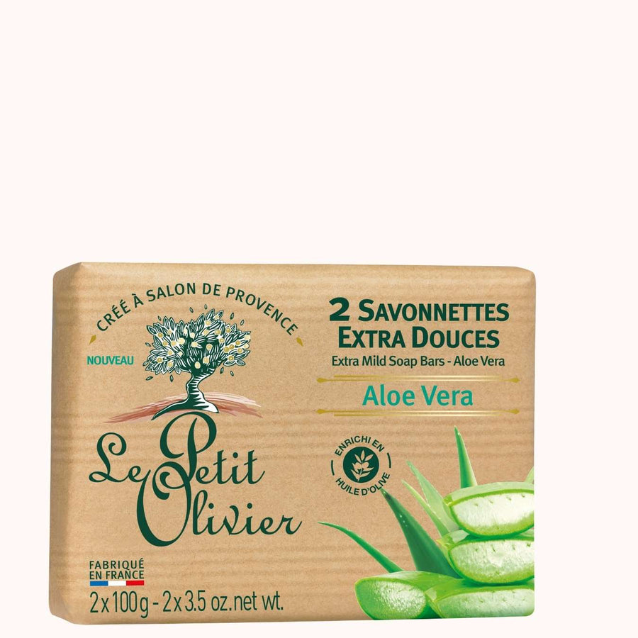 le petit olivier 2 savonnettes extra douces aloe vera packshot