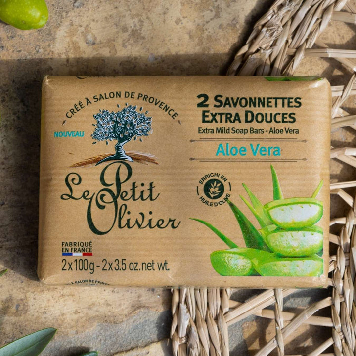 le petit olivier 2 savonnettes extra douces aloe vera produit