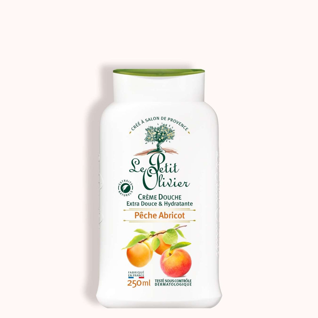 le petit olivier creme douche extra douce hydratante peche abricot packshot