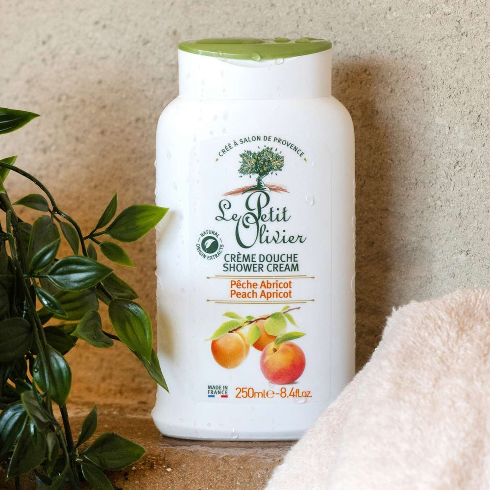 le petit olivier creme douche extra douce hydratante peche abricot produit
