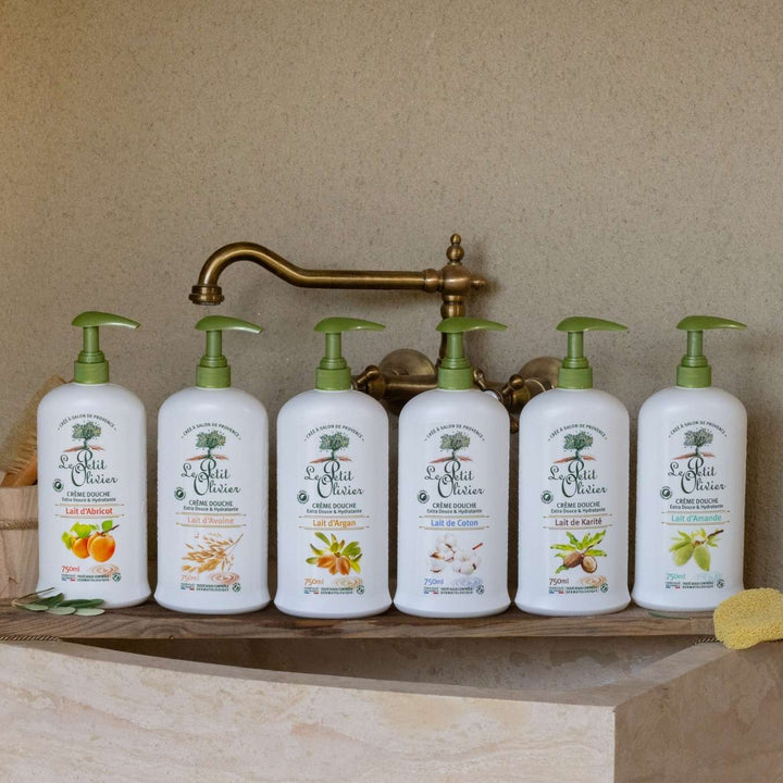 le petit olivier extra-gentle moisturizing shower cream almond milk range