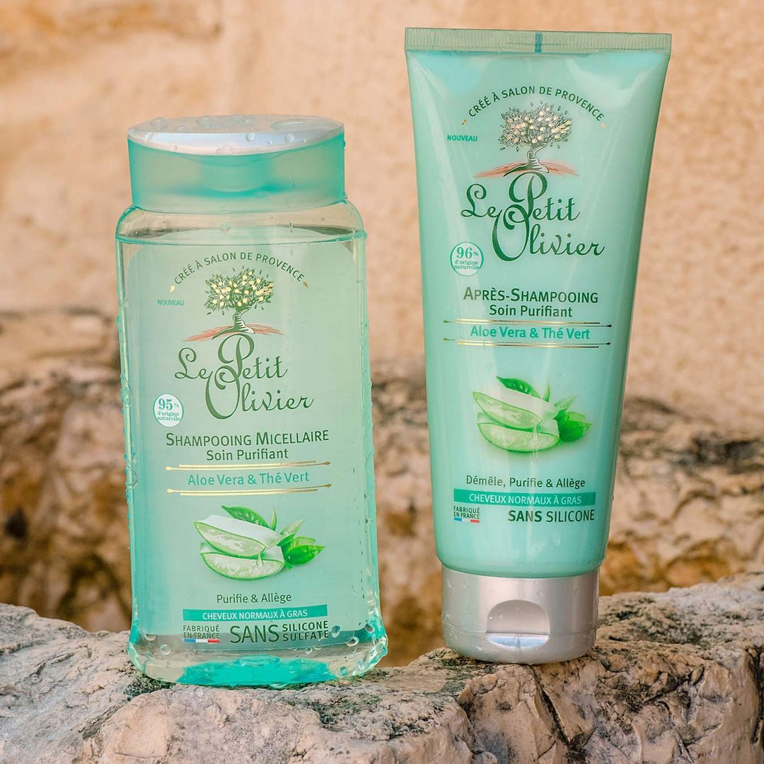 le petit olivier shampooing micellaire soin purifiant aloe vera the vert complementaire