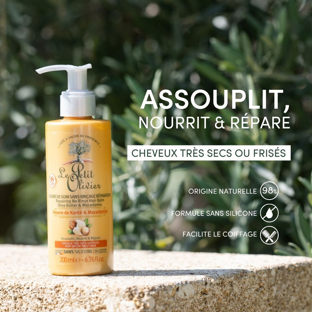Baume de Soin Sans Rinçage Cheveux Très Secs ou Frisés