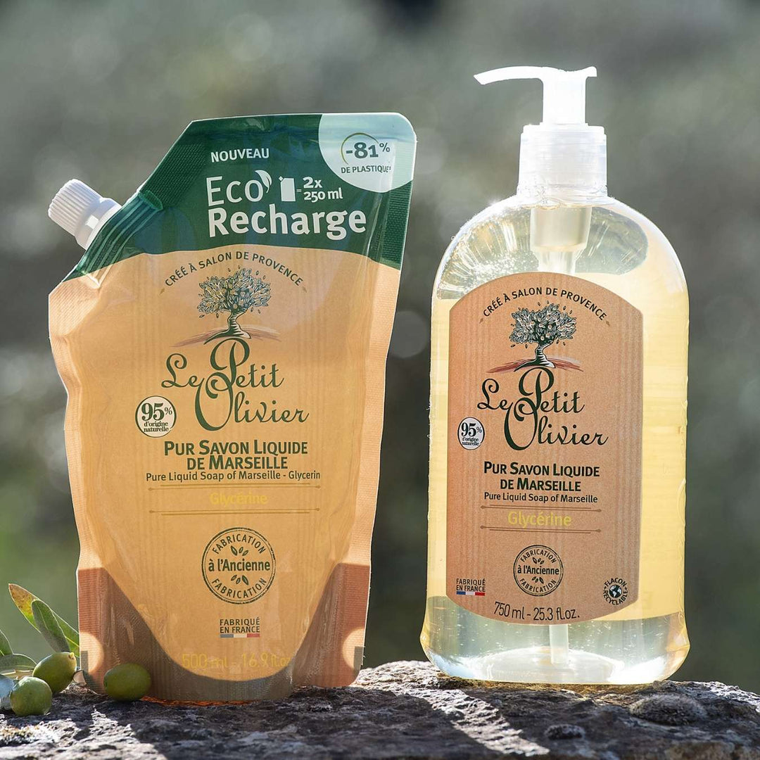 le petit olivier duo pure liquid soap from marseille and eco refill glycerine products