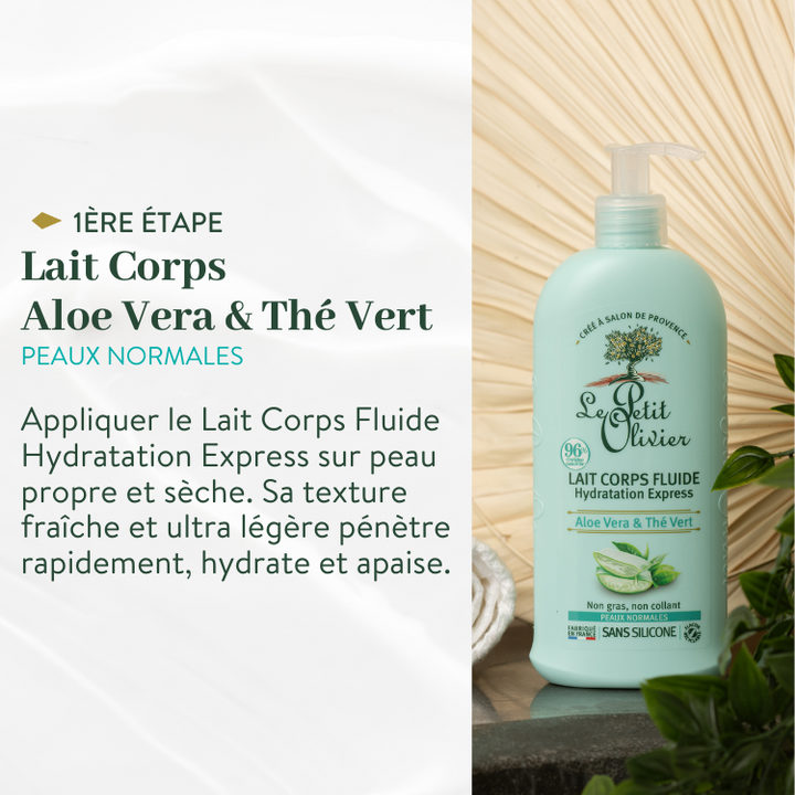 le petit olivier rituel corps rafraichissant aloe vera the vert lait corps fluide hydratation express aloe vera the vert produit 1png