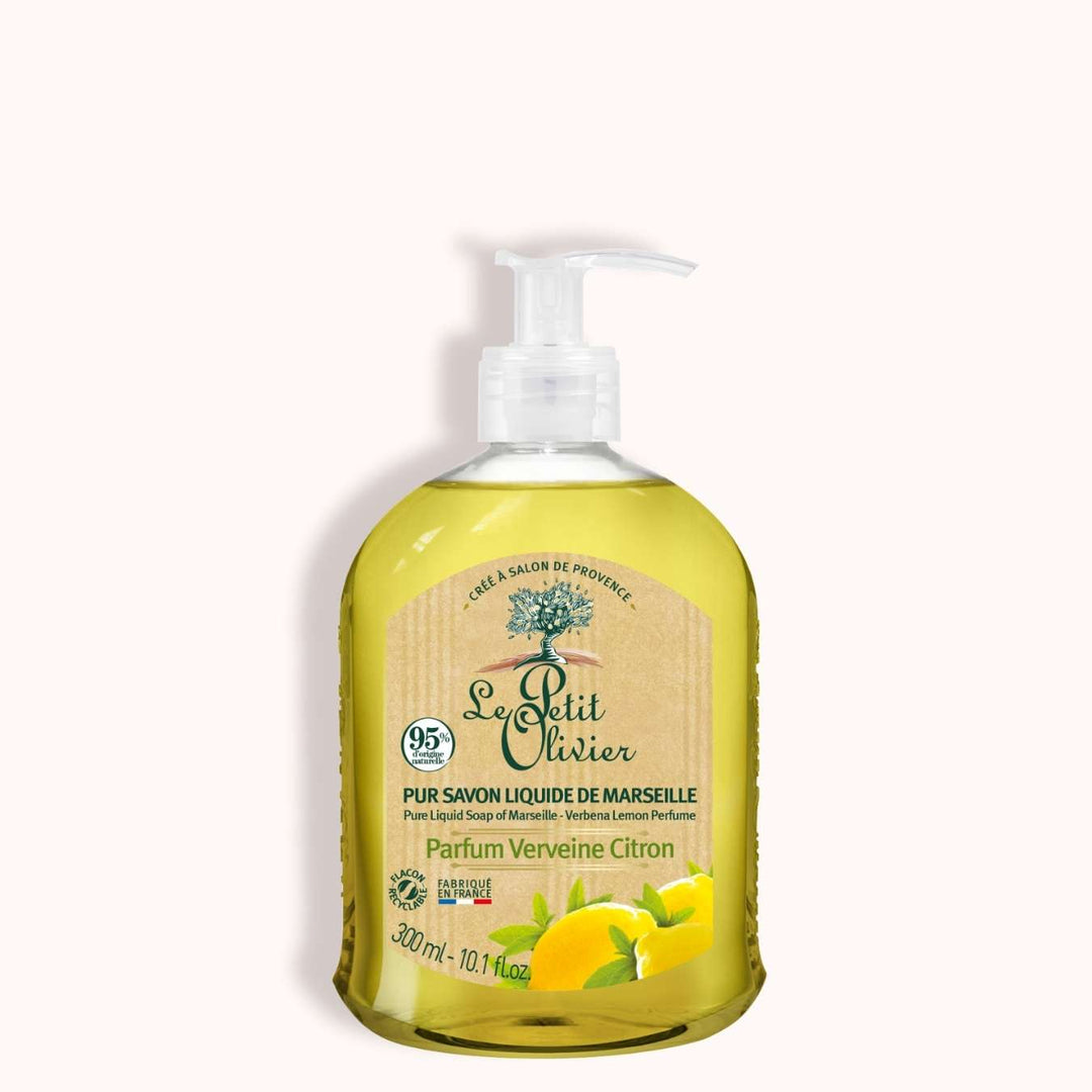 le petit olivier lot de 12 pur savon liquide de marseille parfum verveine citron packshot
