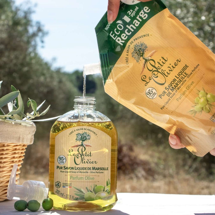 le petit olivier lot de 12 pur savon liquide de marseille parfum olive complementaire