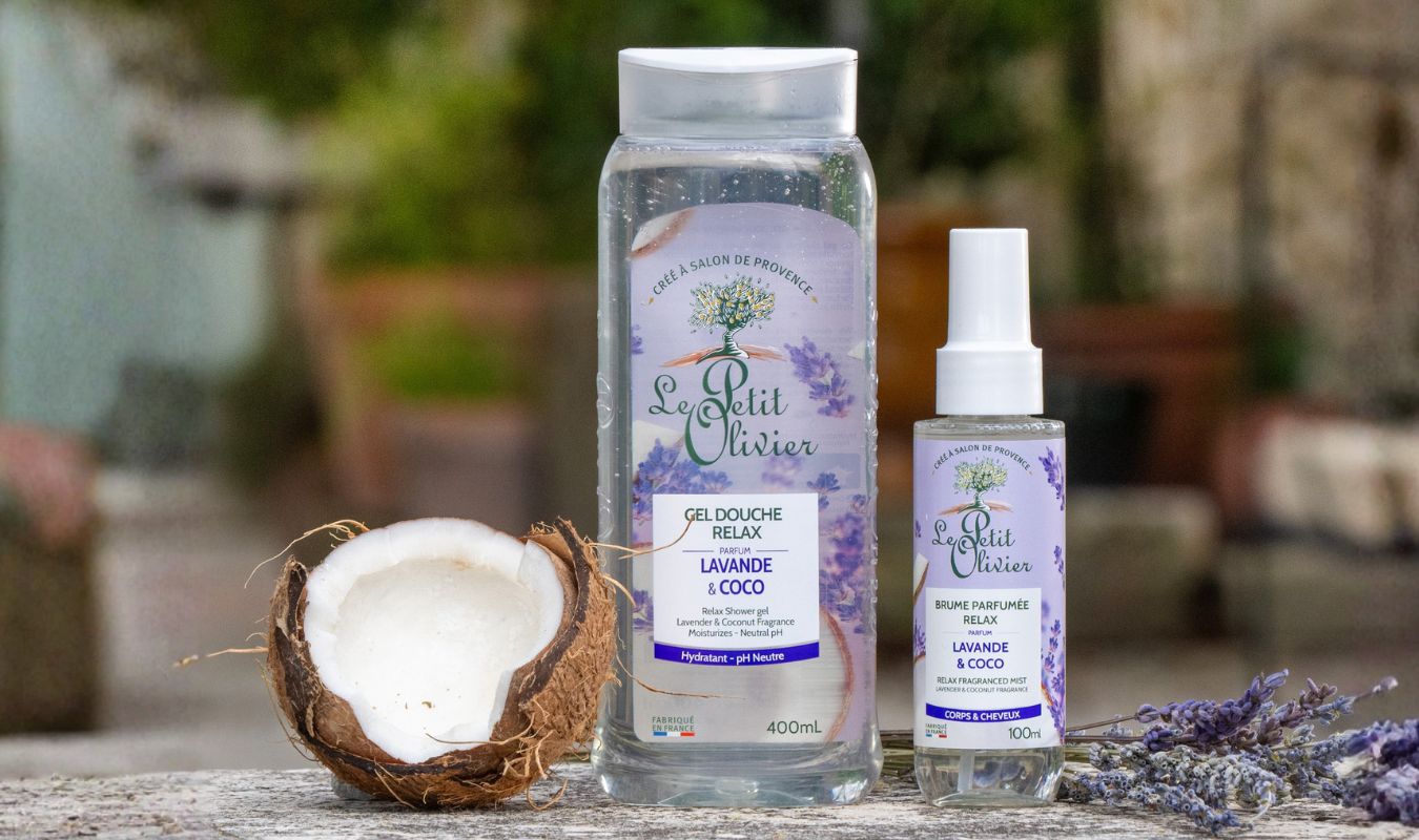 duo brume parfumée et gel douche lavande coco relax