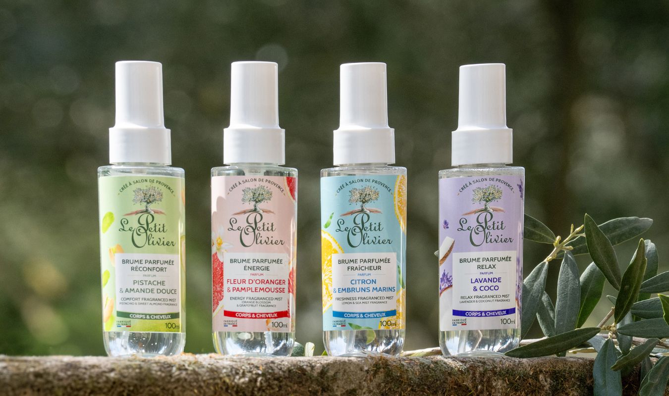 gamme de 4 brumes parfumées corps et cheveux
